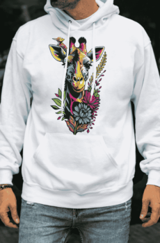 Pop art vetement : sweat a capuche girafe