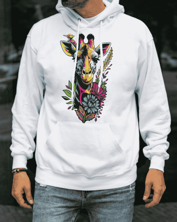 Pop art vetement : sweat a capuche girafe