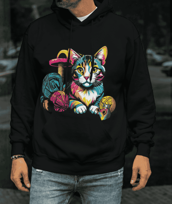 Dessin pop art : sweat a capuche chat
