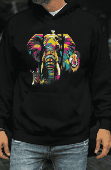 Animal pop art : sweat a capuche savane