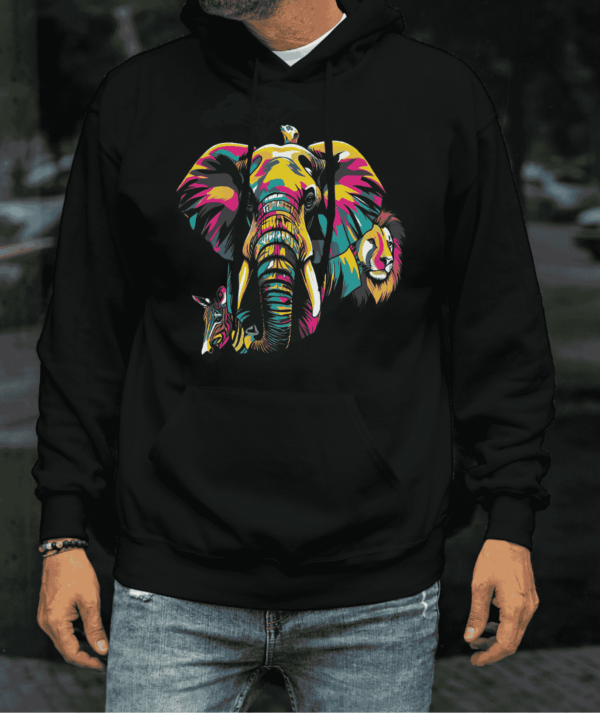 Animal pop art : sweat a capuche savane