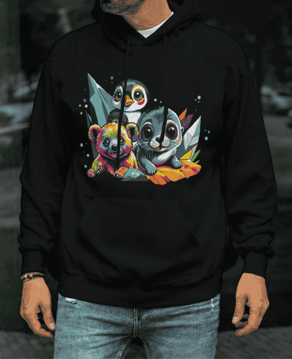 Pop art culture : sweat a capuche animaux polaires – Image 2