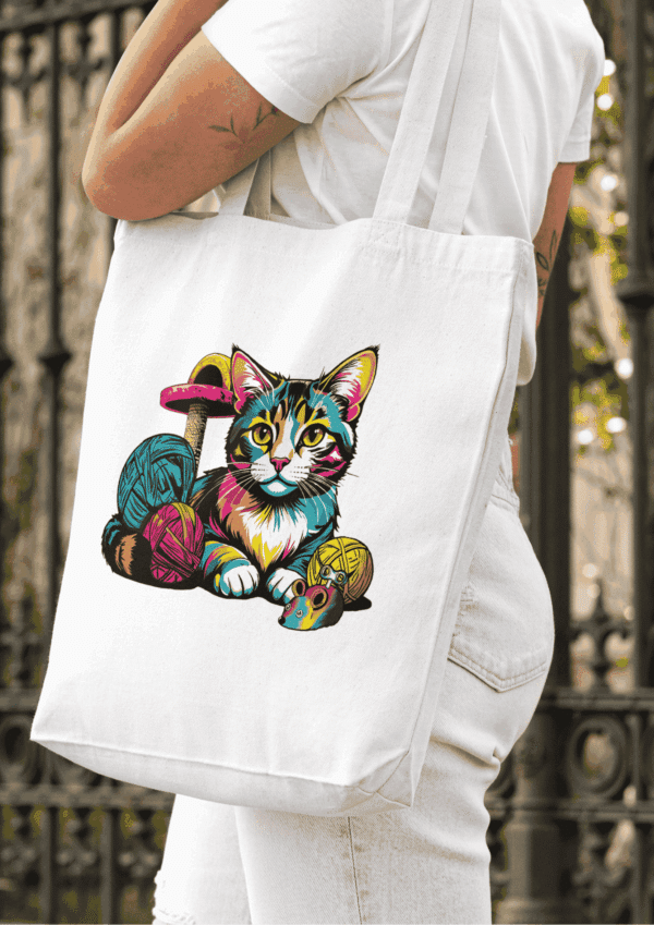 Pop art bag : tote bag chat – Image 2