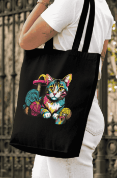 Pop art bag : tote bag chat
