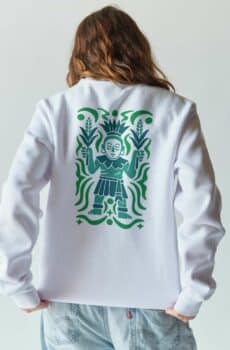 Pull aztèque homme : xipe totec vert