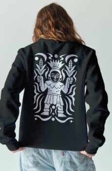 Maya graphic design : pull xipe totec noir et blanc