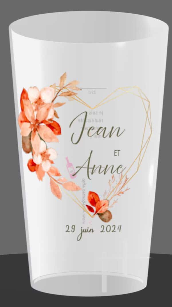 Ecocup Mariage Personnalisé – Thème Terracotta Cœur
