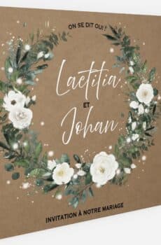 Faire-part de mariage 140x140 Laetitia & Johan x 25 exemplaires